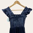 Hill House  The Ellie Tiered Midi Nap Dress in Navy Velvet Size XS Photo 4