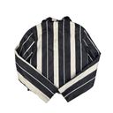 Flying Tomato A Calen by  Striped Faux Leather Moto Jacket in Black & White Photo 2