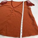 SheIn Frenchy Swiss Dot Guipure Lace Detail Embroidered Mesh Blouse Rust Orange Photo 4