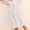 Free People  x Afternoon Striped Midi Dress Puff Sleeve Button Back Womens 4 Photo 0