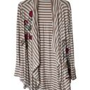 Soft Surroundings  strip Cardigan Women's PL Floral Embroidered Draped Open Front Photo 0