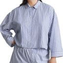 Everlane  Women's Blue and White Striped Cotton Woven PJ Top Size Small NWT Photo 0