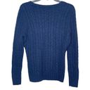 Brooks Brothers  Women's Sweater Cashmere Cable Knit Long Sleeve V-Neck Blue XL Photo 6