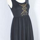 Bongo Black Open Back High Low Dress with Gold Pyramid Spike Detailing Size Medium Photo 0