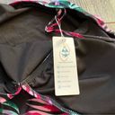 Beachsissi  NWT One Piece Swimsuit Size Large Black Pink Green Tropical Palm Photo 4