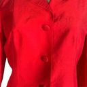 W By Worth  Jacket Red Silk Cropped Tailored Hourglass Sharp Shoulder Jewel Tone Photo 3