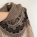 American Eagle Oatmeal Brown Black Nordic Fair Isle Acrylic WOOL Poncho Sweater Photo 5