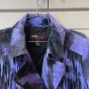 Miss Sixty Vintage  60 Tie Dye Purple Black Leather Suede Fringe Cropped Jacket Photo 1