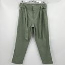 Loft Ann Taylor  Green Paper Bag Tie Waist Belted Straight Pants Women's Size 8 Photo 1