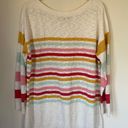 Talbots Plus Boatneck Sweater 3/4 sleeve cream rainbow stripe Women’s size 1X Photo 0