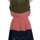 Double Zero  army green pink and navy color block dress size small Photo 2