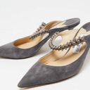 Jimmy Choo  Grey Suede Bing Crystal Embellished Mules Size 37 Photo 5