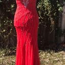 David's Bridal Coral Beaded Backless Mermaid David’s Bridal Prom Photo 3