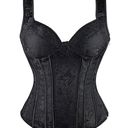 Strap corset with cups jacquard corset bustier tank top lace corset t shirt tee Black Size M Photo 0