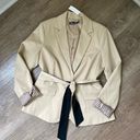 New York & Co. NWT Blazer Jacket Tan Beige Lined Printed Cuff 7th Avenue ~ Size 8 Photo 2