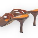 Isaac Mizrahi new  ⌘ Open Vamp Lizard Kitten Heel Mule Sandals ⌘ Orange Brown 10 Photo 6