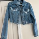 Pretty Little Thing Semi Cropped Distressed Jean Jacket Photo 0