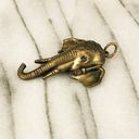 Vintage JJ Jonette Elephant Pendant Antique Bronze Gold Toned Boho Photo 1