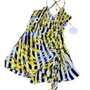 Luxxel  Romper Leaf Print Yellow Black White Stripe Women's Size Small Photo 7