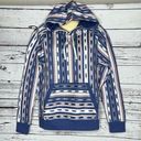 Lands'End Lands’ End Size S 6-8 Blue & Pink Stripe Serious Sweats Hooded Sweatshirt Top Photo 0