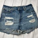 Levi's  Wedgie Short High Rise Medium Wash Distressed Cut Off Denim Shorts Sz 30 Photo 2