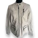 Apt. 9  Womens Jacket Sz M Faux Leather Peplum Zip Front Cream Pristine NEW Photo 2