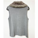 J.Jill  Womens Gray Sweater Vest Angora Rabbit Fur Collar Trim Medium Photo 5