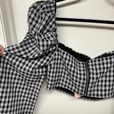 Missguided  Puff Sleeve Corset Gingham Crop Top Black White L/S Size 10 Large NEW Photo 5