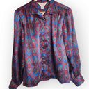 American Vintage Vintage Bretton Place Jewel Toned Paisley Satin Button Down 80s Work Shirt M Photo 8