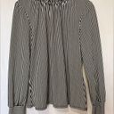 Adrianna Papell e Women’s Black & White Striped Long Sleeve Ruffle Blouse Medium Photo 12