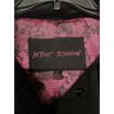 Betsey Johnson  Wool Peacoat Long Jacket Hearts Velvet Bow Black Size 8 S Medium Photo 7
