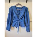 Veronica Beard Rent the runway sz 6  blue seema puff sleeve v neck blouse tie Photo 4