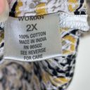 Dress Barn  Yellow & Black Floral Woven Stripe Long Sleeve Button Up Shirt Size 2X Photo 5