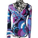 Emilio Pucci  Colorful Iconic Signature Print Top Blouse Size 6 long sleeve Photo 0