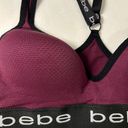 Bebe Racerback Style Adjustable Straps Sports Bra Firm Cups Burgundy Sz Lg Photo 1