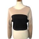 SheIn  black and tan color block fleece cropped long sleeve sweatshirt Photo 0