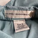 Gloria Vanderbilt  Medium 100% Silk Teal Blue Button Up Pocket Blouse Top Photo 3