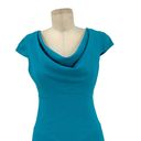 Black Halo  Gretchen Crepe Cap Sleeve Drape Neck Sheath Dress Aqua Size 2 Photo 2