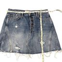 We The Free  blue jean denim distressed button fly skirt size 29 Photo 2