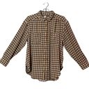 Pilcro  relaxed tattersall plaid button up down shirt women's small boyfriend fit Photo 0