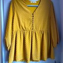 Bohme  | Antionette Alma Polka Dot Peplum Blouse in Mustard Size Medium Photo 0