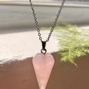 Rose Quartz Pendulum Pendant Chain Necklace Silver Photo 0