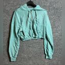 Mono B Clothing Mono B teal cropped raw hem zip up jacket - size large (L) Photo 0