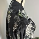 Who What Wear  women's black green floral print tie neck long sleeve blouse Photo 4