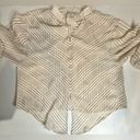 Habitual  Women’s Tan Beige Long Sleeve Sheer Front Knot Blouse Small Photo 3