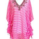 Yumi Kim NWT  Maze Cover Up Jeweled Beaded Cinched Kaftan Hot Pink Sheer Size M/L Photo 15