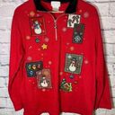 Ugly Christmas Sweater Vintage Ugly‎ Christmas Sweater Ribbed Quarter Zip Snowman size Large Photo 0