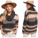 Anthropologie Moth  Murray Striped Cowl Neck Sweater Size S Wool Mohair Gray Photo 1