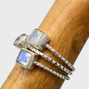 Sterling Silver Rainbow Moonstone Stacker Ring Trio - Sz 6 Photo 1