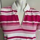 Tommy Hilfiger  medium v-neck pink/magenta striped polo shirt Photo 1